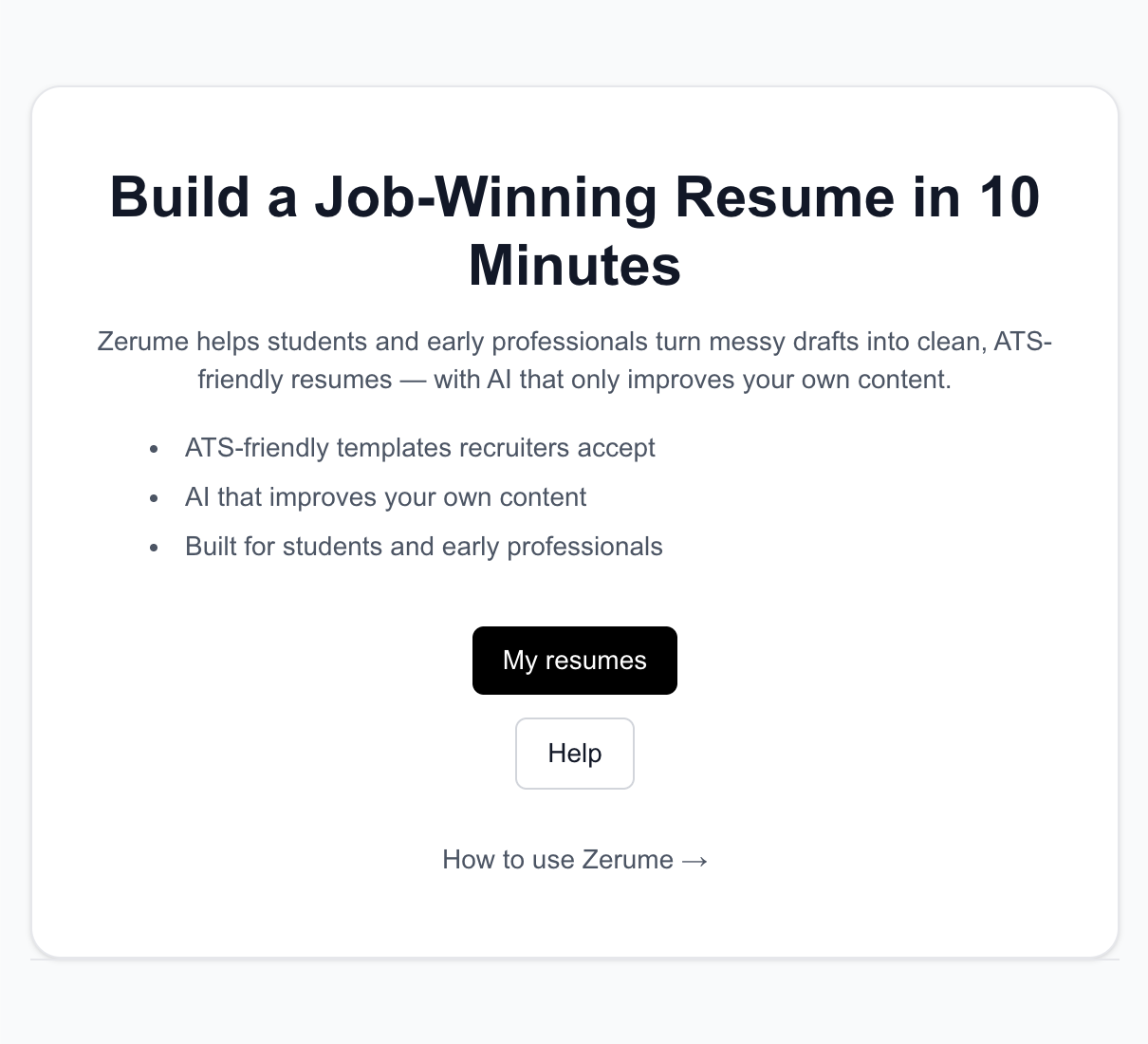 Zerume AI Resume Builder